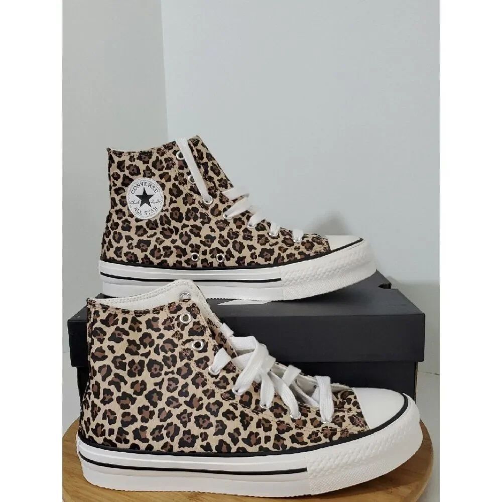 Converse CTAS Eva Big Kids' Platform Sneakers Leopard Print Size 7 NIB
